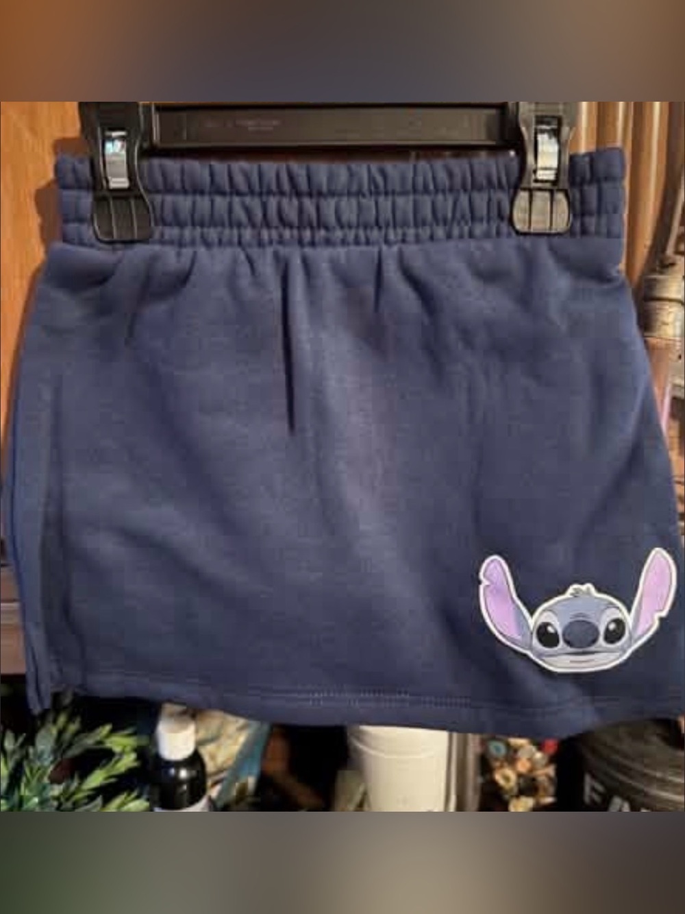 Kids Navy Blue Skirt with Stitch Appliqué